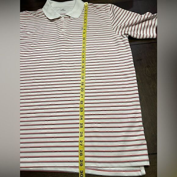 Under Armour Mens Large Red/White Striped Short Sleeve Polo - Picture 7 of 7